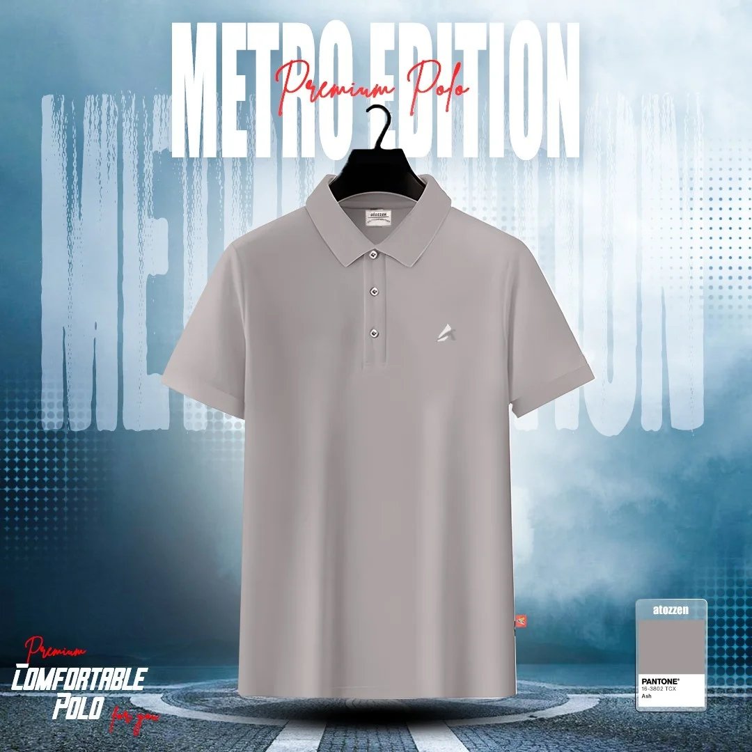 100% Cotton Men's Premium Polo Shirt ( Ash )