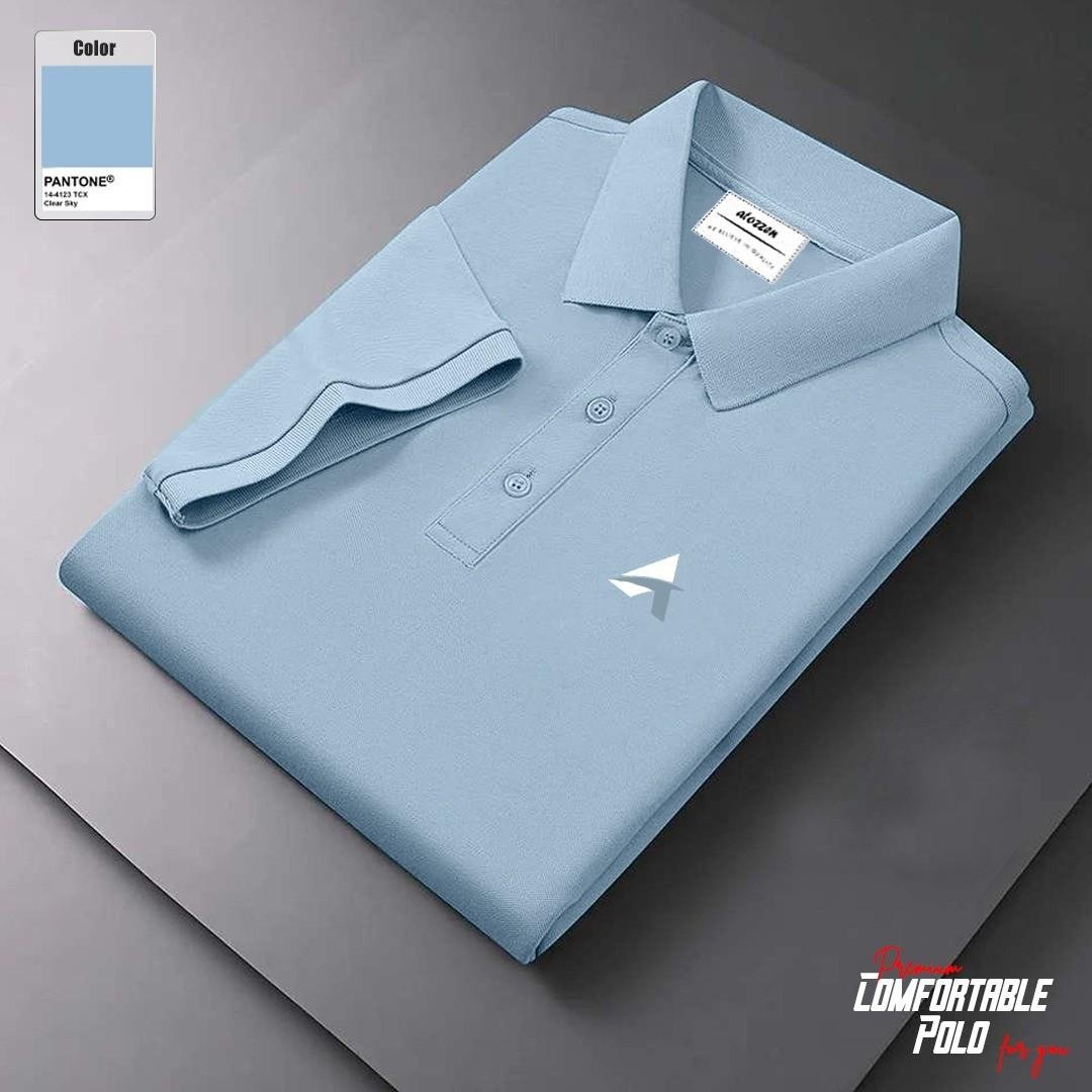 100% Cotton Men's Premium Polo Shirt (Sky)